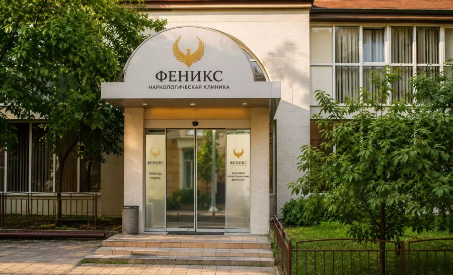 Вход в наркологическую клинику «Феникс» в Томари